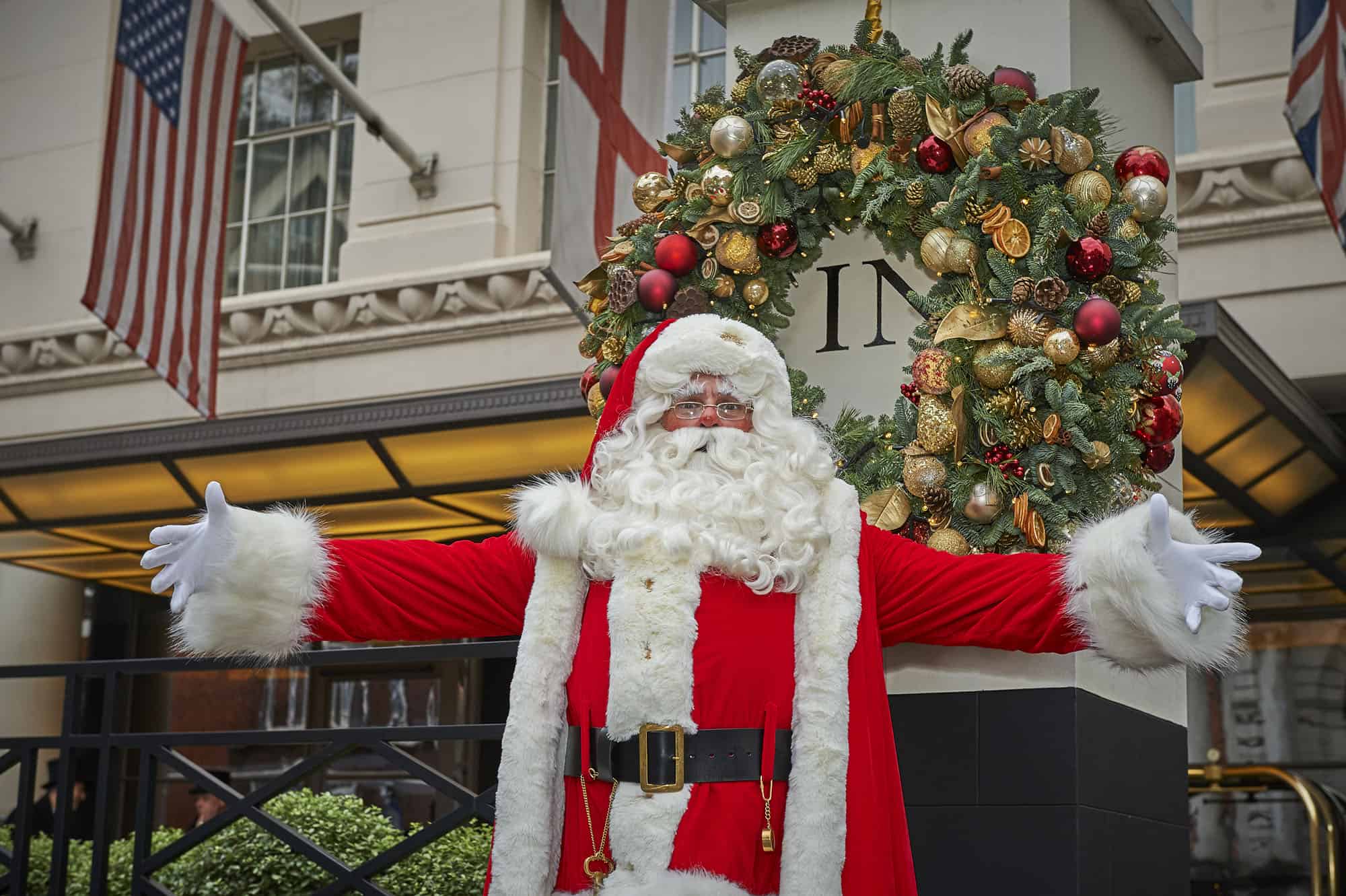 Santa during a home visit at a familys home in London