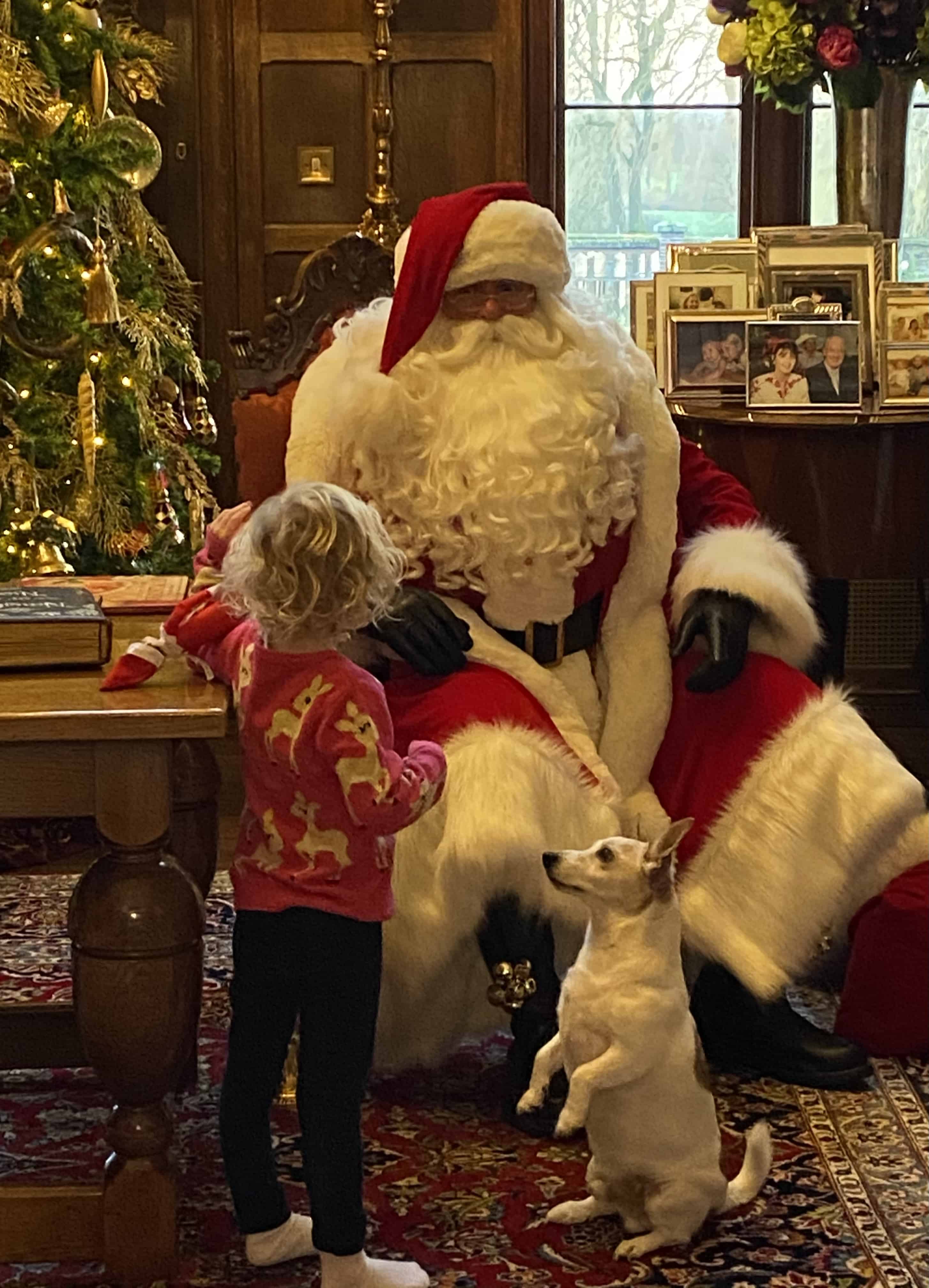 Santa during a home visit at a familys home in London